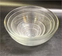 Set of Six (6) Clear Duralex Nesting Bowls