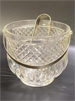 Vintage Clear Diamond Cut Glass Ice Bucket