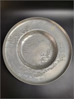 Vintage Aluminum 11" Asian Themed Plate