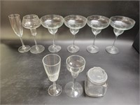 Champagne Glasses & Square Apothecary Jar