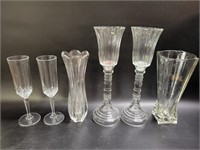 Champagne Glasses, Vases & Tall Candle Holders