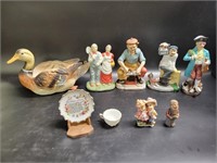 Ceramic Duck, Figurines, Plate & Cup