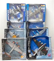 Eight New Ray die cast SkyPilot P-38J airplanes in