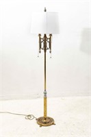 Brass-Toned Art Deco 2-Light Floor Lamp