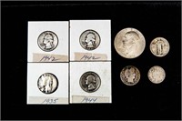 US Coins- Silver Quarters, V Nickel & Eisenhower