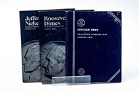 US Coin Books W/ Coins- Nickel, Dime & Cent