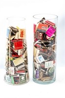 Two Glass Containers Filled w/ Vintage Matchbooks