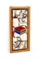 Slag & Stained Glass Panel w/ Candle & Books