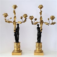 Pair of Antique French Figural Candelabras
