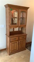 Oak Hutch 2 Pc Lighted 79” T x 16” D x 39” W