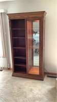 Curio Cabinet Glass / Wood Shelves Mirror Back