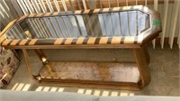 Art Deco Wooden Sofa Table  w/ Glass Top