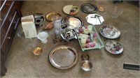 Ceramic Plates, Silver Plate, Clear Glass,