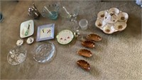 Clear Glass, Ceramic Vegetable Tray, wood Bowls