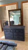Painted Dresser With Mirror 30" T x 17” D x 48” W