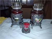 Metal heart candle holders