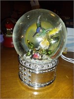 Snow globe musical hummingbird