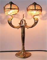 French Antique Art Nouveau Style Twin Lamp