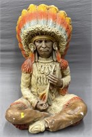 Native American Chief Painted Plaster Figure