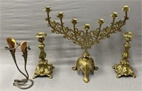 Brass Candelabra & Candlesticks Lot Collection