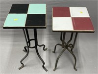 2 Tile Top & Iron Base Plant Stands