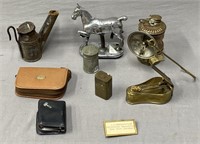 Miners Lamps; Travel Sets & Metalwares Lot