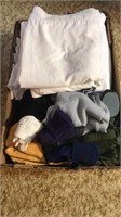 Box Lot of Linen, Sweatshirts , Scarves