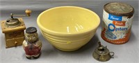 Country Collectibles incl Oyster Can; Yellow Ware