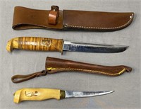 2 Hunting Knives & Sheaths Sportsman Lot
