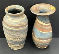 2 Niloak Art Pottery Vases as is