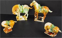 Chinese Pottery Tang Style Horse Figures