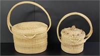 2 Gullah Sweetgrass Baskets Lot