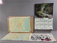 Maps; Artwork & Calendar Paper Lot