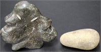 Serpentine Face Carving & Stone