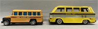 2 School Busses; Buddy L & Japanese Tin Litho