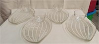 4 Vintage Glass Party Dishes with Cups