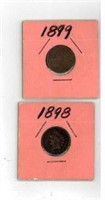 1898 & 1899 Indian Head Pennies
