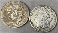 1928P Peace & 1898S Morgan Silver Dollar Coin