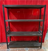 Metal shelf with design on the side