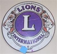 Metal Lions International sign, 30" across