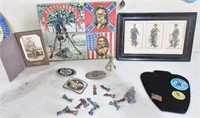 Military type items, metal figures, game