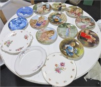 2 Table full of plates & misc.
