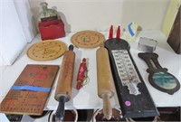 Rolling pins, Thermometers, misc.