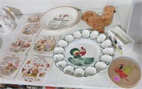Chicken decorative items, egg plate