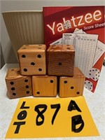 Set of lawn wooden Yahtzee dice