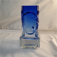 Blue Finnish Glass Square Vase  - ZC