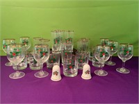 Holly Berry Blown Glass Drinking Glasses ++