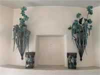 Wall Hanging Vases with Artificial Flowers