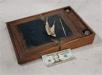 Civil War period lap writing desk with two ink