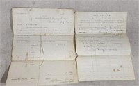 1869 Bill Of Lading 2 Army Wagons. 1881 Bill for